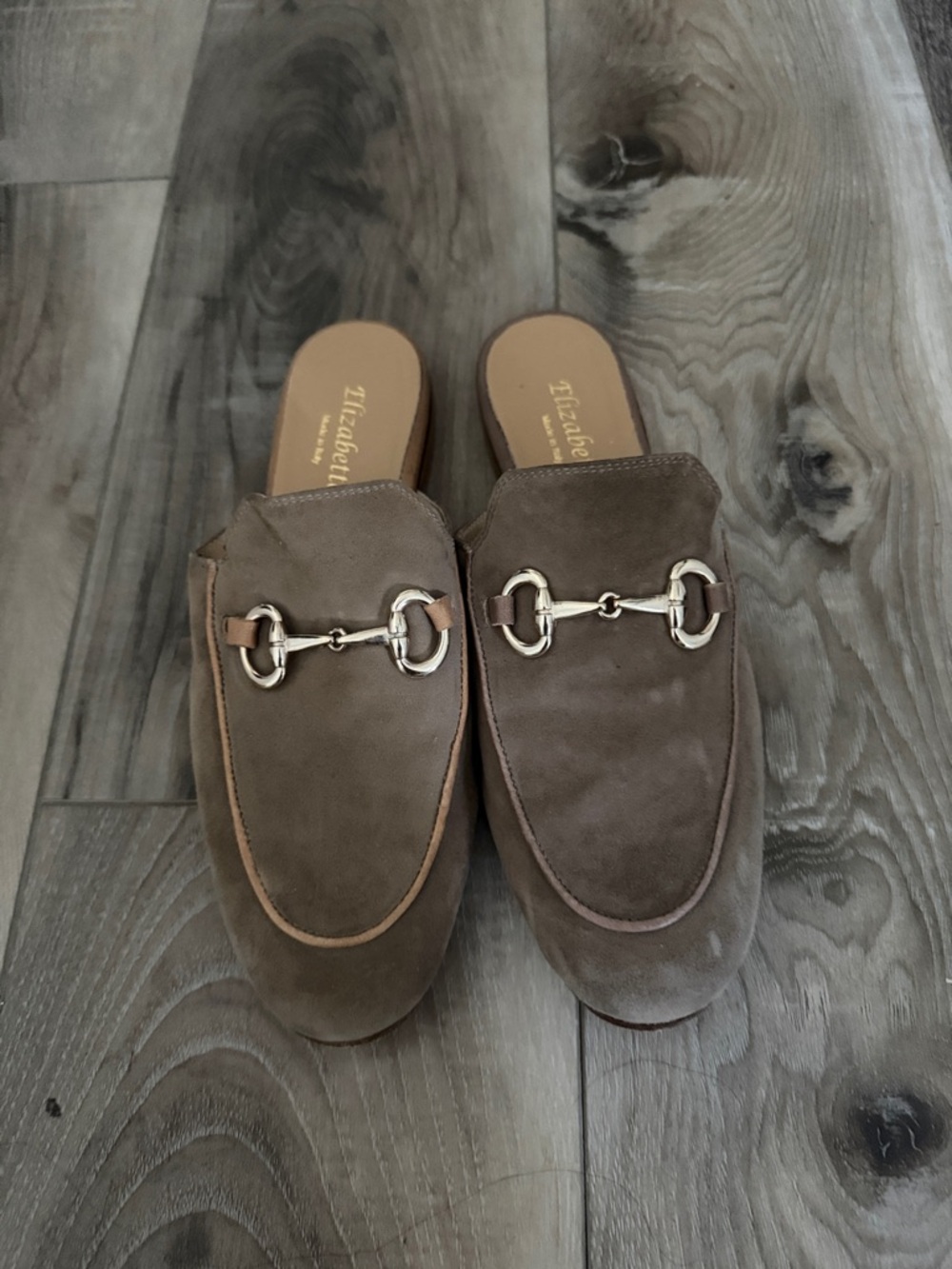 Suede Slip-On Mules in Taupe